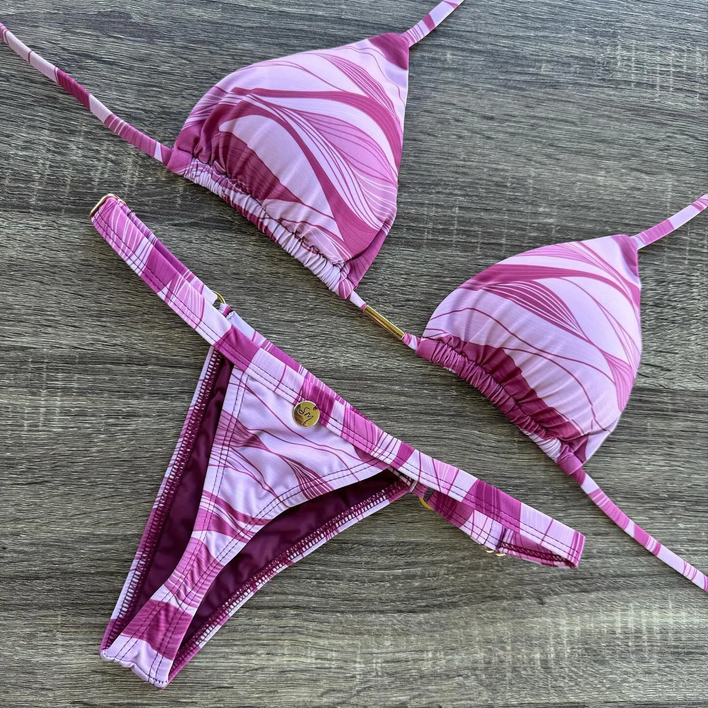 Fashionable Color Print Sexy Split Bikini