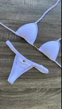 Solid Color Print Sexy Split Thong Bikini