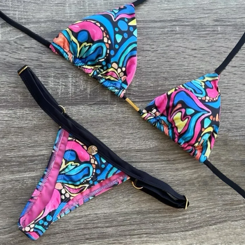 Multi Color Print Sexy Split Bikini