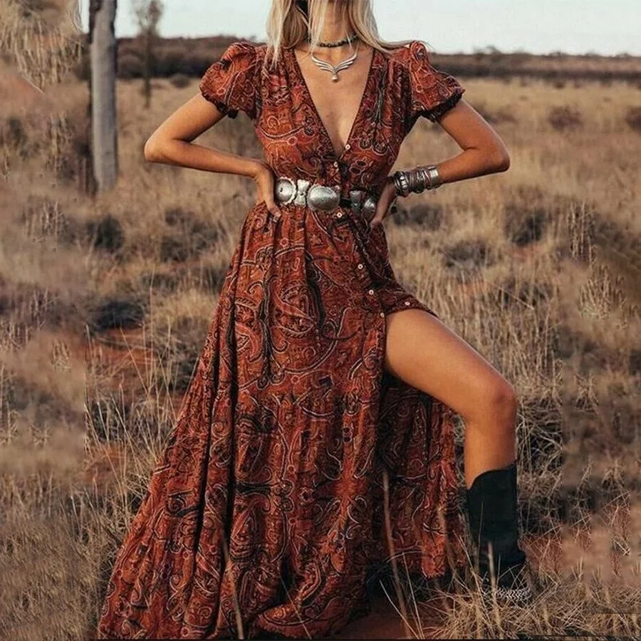 Cowgirl Button Down Paisley Tribal Dress
