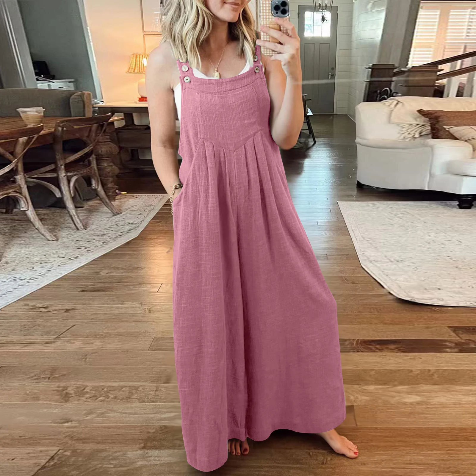 Last Day 49% OFF🔥Women's Sleeveless Wide Leg Jumpsuit with Pockets